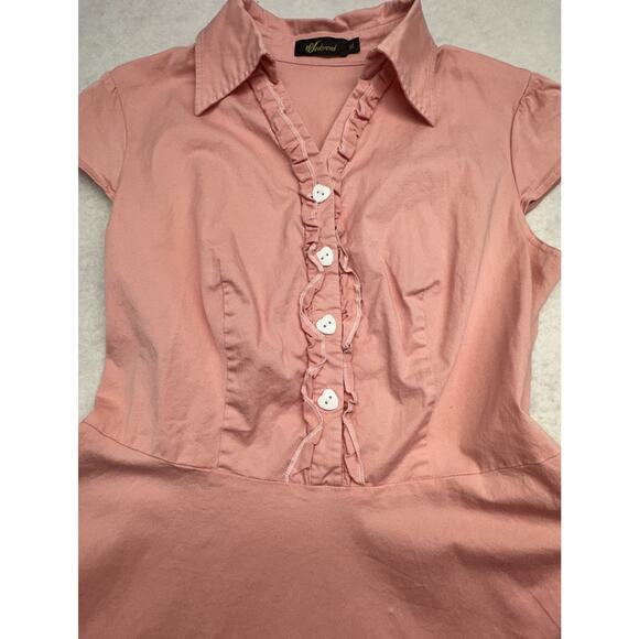 Womens Wedtrend Pink Peach Size XL Vintage Style Heart Button Swing Dress Cotton - Picture 3 of 9